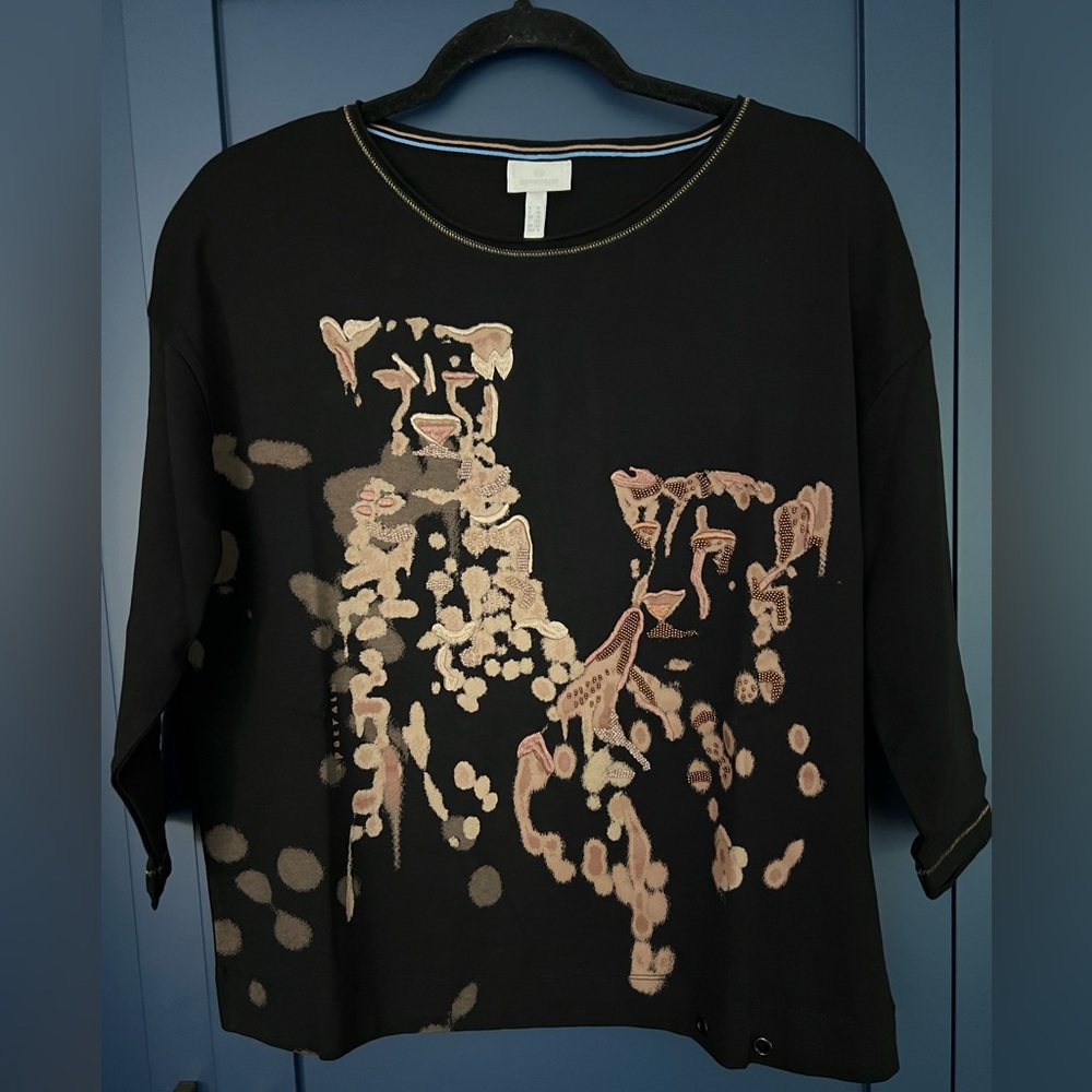 Sportalm Black and cream Graphic Women's Top size 6